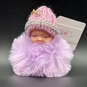 Sisi NY Collection‎ Cute Baby Doll Keychain Beanie Pom Pom Charm